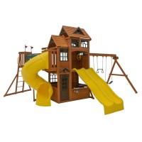 Complex de joaca din cedru Adventure Ridgs Payset KidKraft - Centru cu trei tobogane si 2 nivele - Cedar Summit PlayCentre Complex de joaca din cedru Adventure Ridgs Payset KidKraft - Centru cu trei tobogane si 2 nivele - Cedar Summit PlayCentre